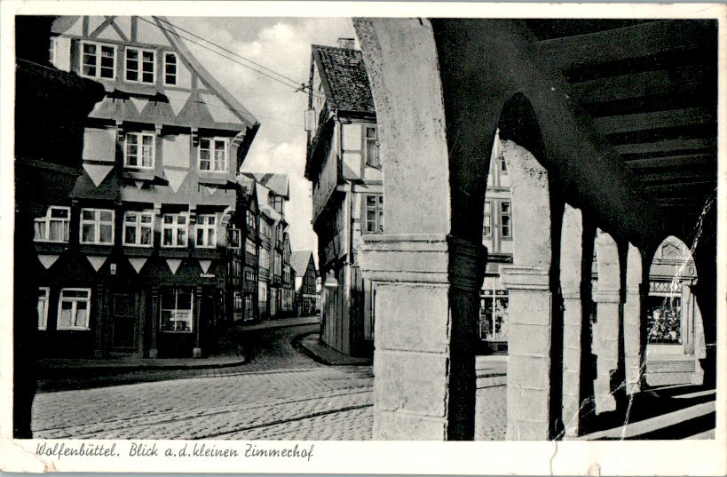 wolfenbüttel, blick auf den kleinen zimmerhof, karte hat eckknick