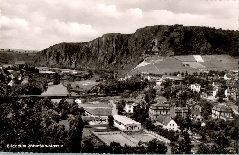 ebernburg/pfalz, blick zum rotenfels-massiv