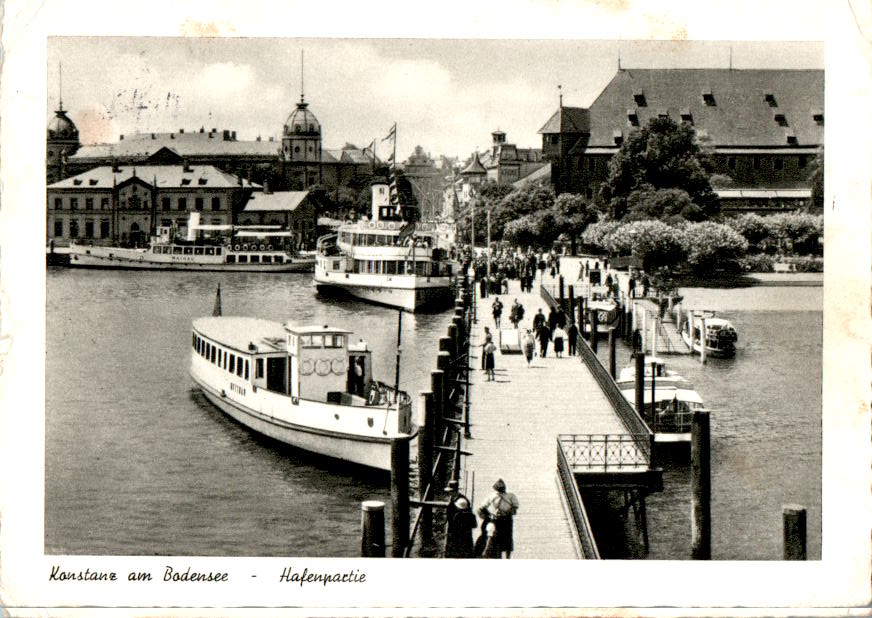 konstanz am bodensee, hafenpartie, 1957