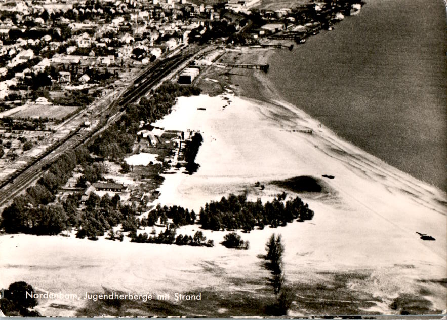 nordenham 1961, jugendherberge mit strand