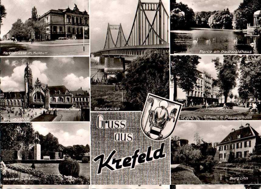 gruss aus krefeld, rheinbrücke