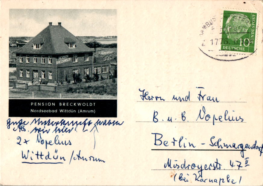 pension breckwoldt, wittdün/amrum, 1959