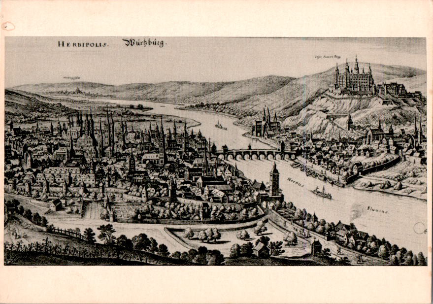 würzburg, kupferstich aus m. merian "topographia franconiae"