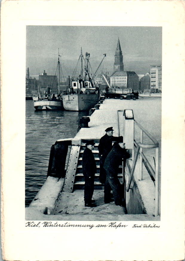 kiel, winterstimmung am hafen, rückseite unbeschr.