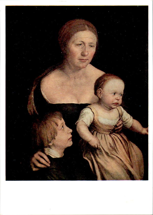 hans holbein, holbeins frau mit den beiden älteren kindern