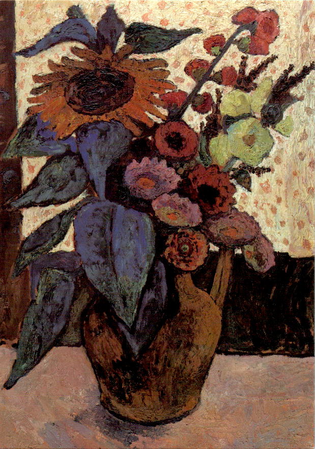 paula modersohn-becker, tonkrug mit bauernblumen