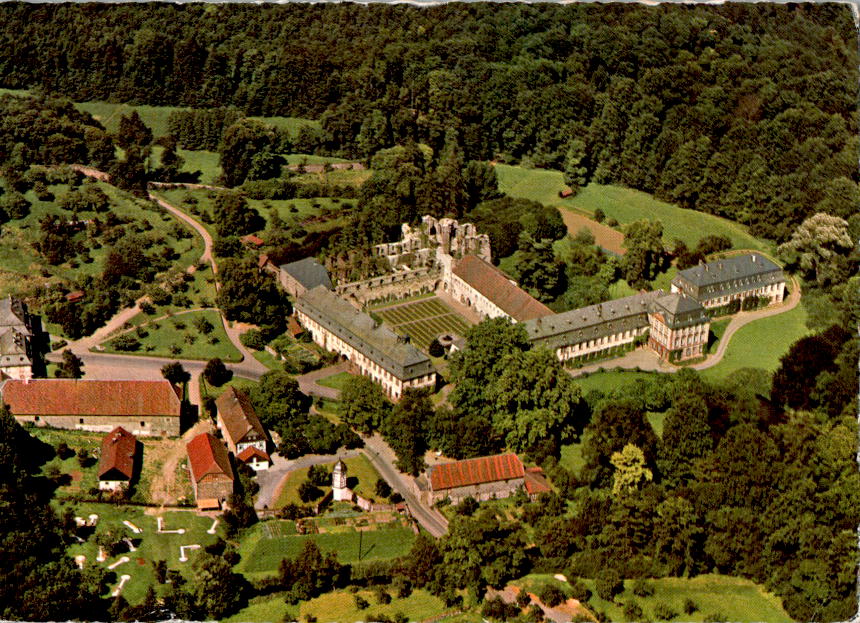 kloster arnbsurg, kr. gießen mit ruine, 1968