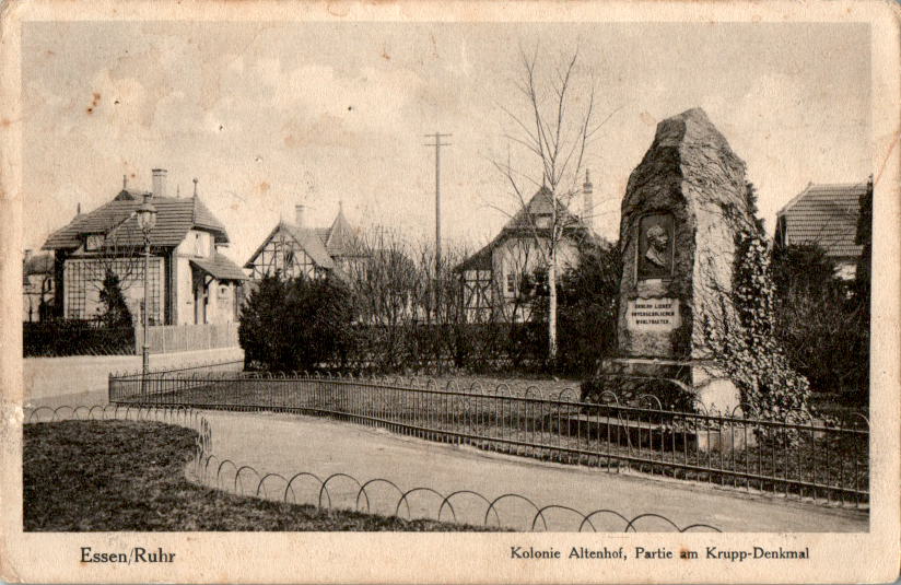 essen/ruhr, kolonie altenhof, partie am krupp-denkmal