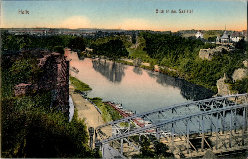 halle, blick in das saaletal, 1916