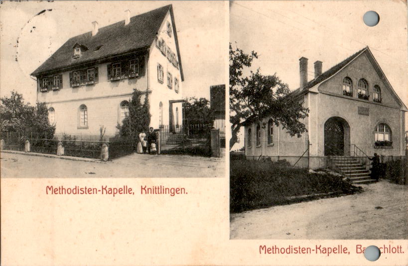 methodisten-kapelle knittlingen, bauschlott 1932, karte gelocht