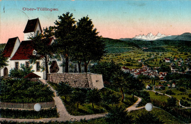 ober-tüllingen b. lörrach, 1929, karte gelocht