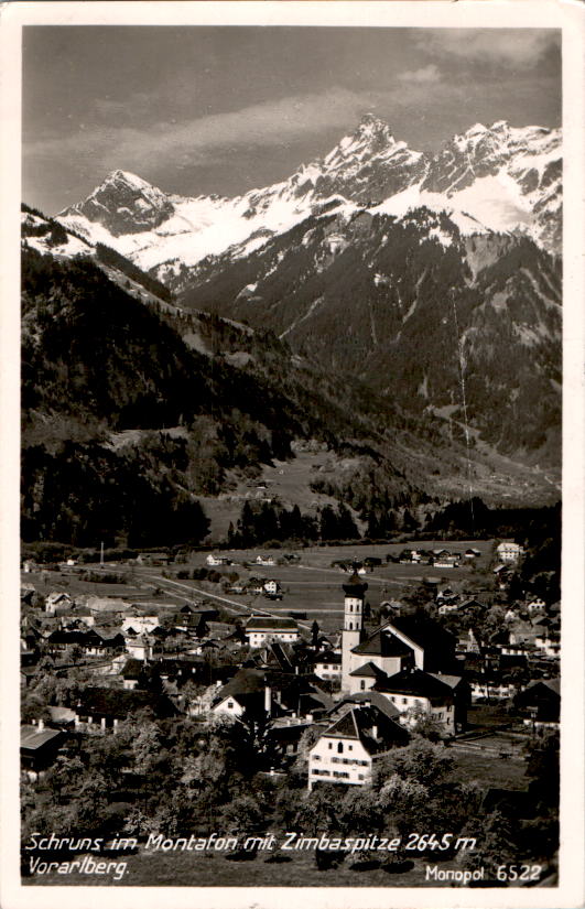 schruns im montafon mit zimbaspitze, 1939