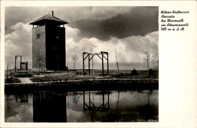 neusatzer pfütze mit aussichtsturm, herrenalb, 1939