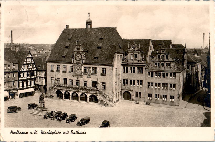 heilbronn am neckar, marktplatz mit rathaus, 1943