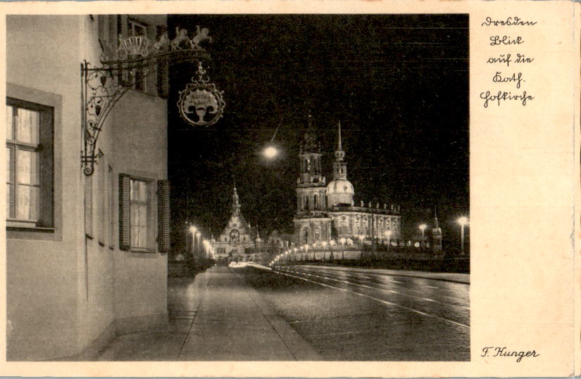 dresden, blick auf die katholische hofkirche, 1944