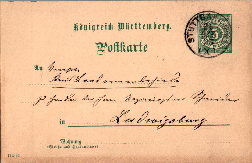 königreich württemberg postkarte