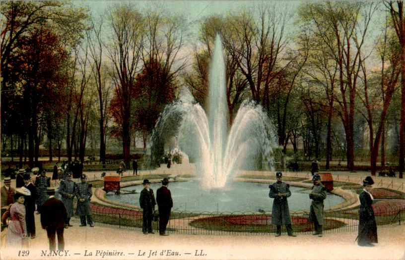 nancy, la pepiniere, le jet d'eau, 1912