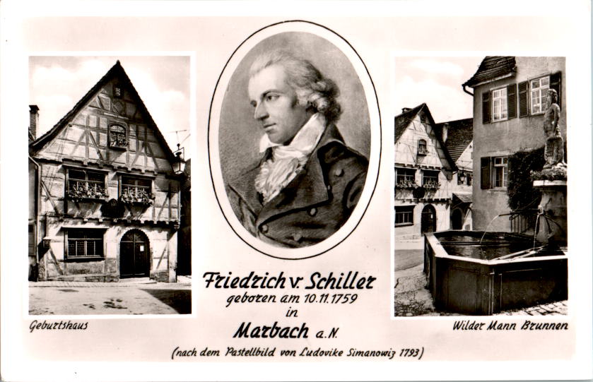 schillers geburtshaus, marbach, wilder mann brunnen