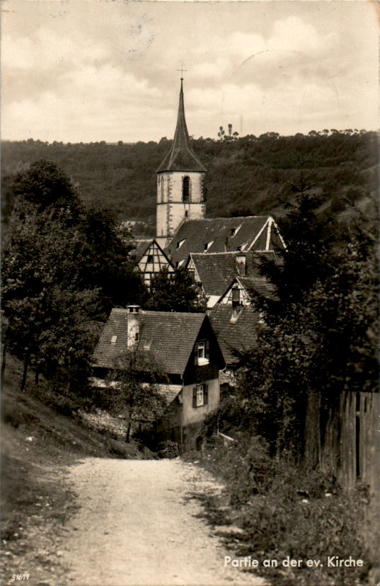 sulz am neckar, partie an der ev. kirche, 1930