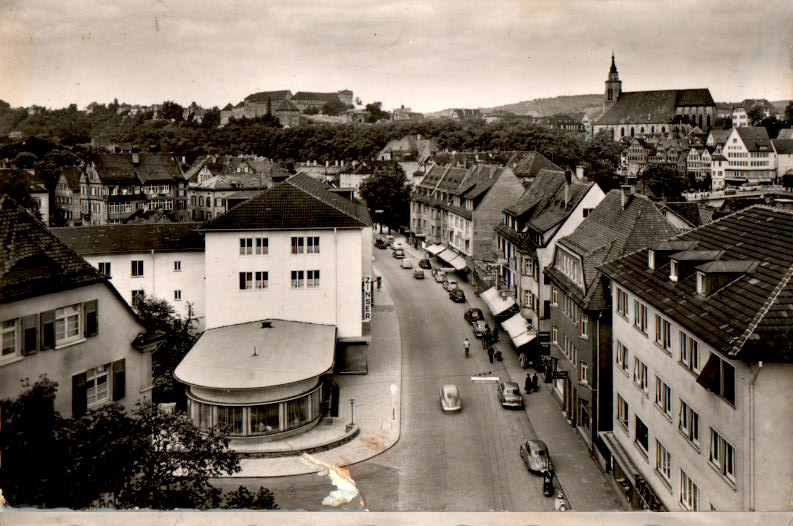 tübingen, friedrichstraße, 1955, karte hat riss unten