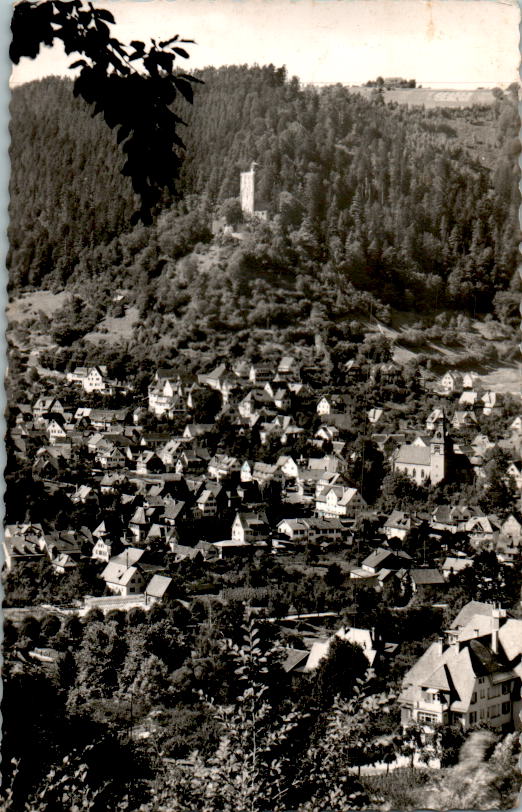 bad liebenzell, blick auf die burg, 1955