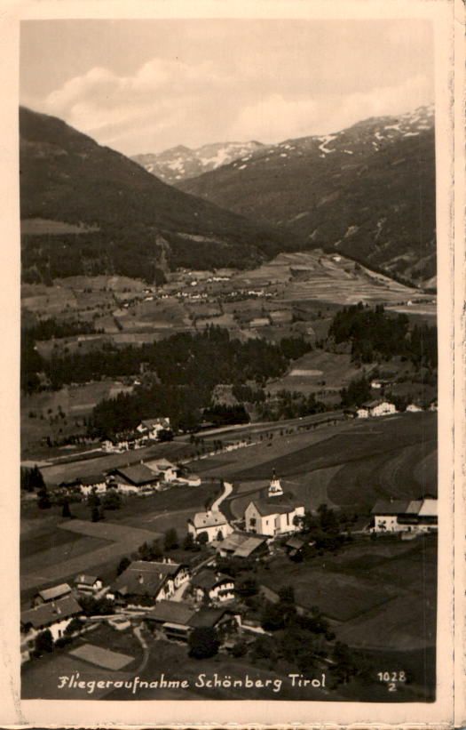 schönberg tirol, fliegeraufnahme 1937