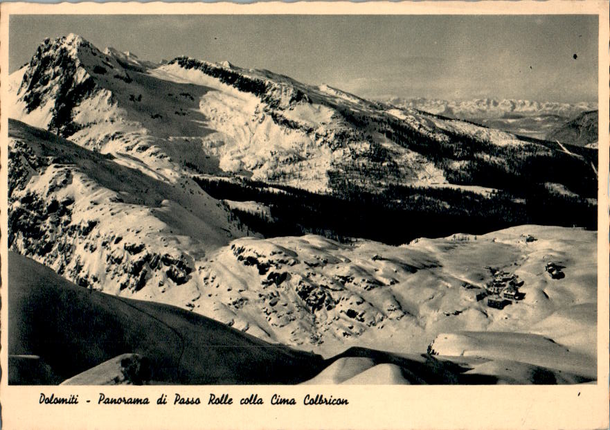 dolomiti, passo rolle colla cima colbricon