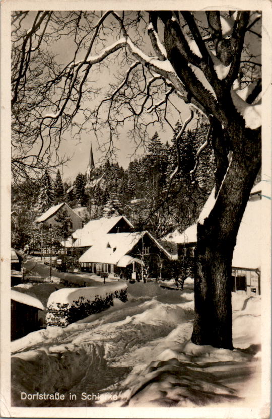 dorfstraße in schierke, im winter