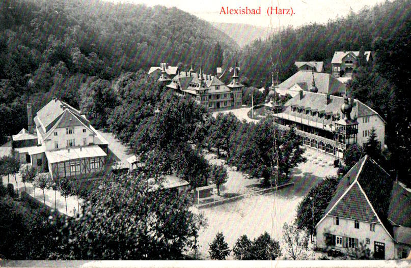 alexisbad, harz, bahnpost stemp., karte hat oberflächl. knick