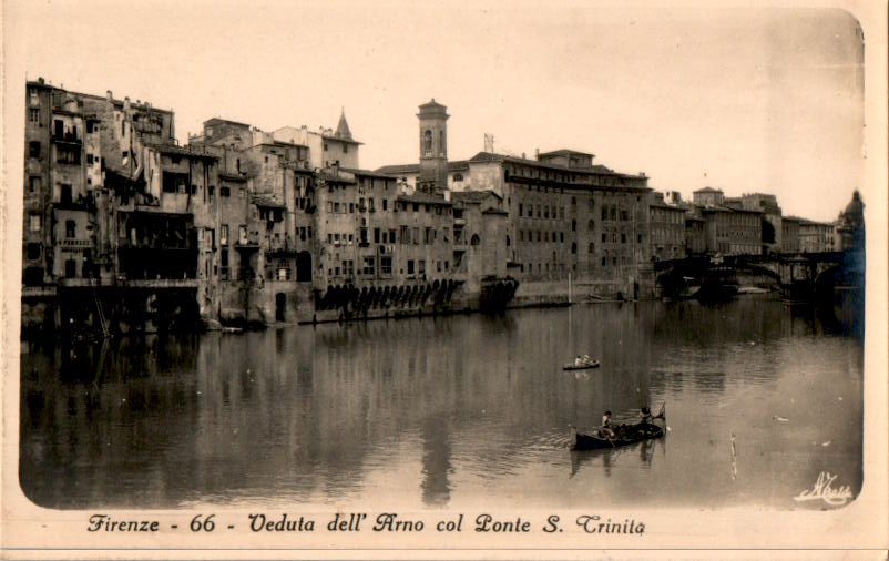 firenze, veduta del arno col ponte s. trinita