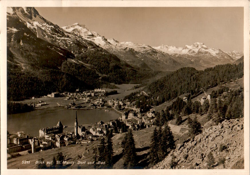 blick auf st. moritz, dorf und bad