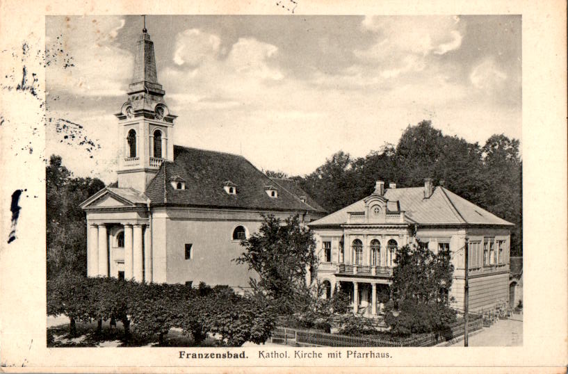 franzensbad, kathol. kirche mit pfarrhaus