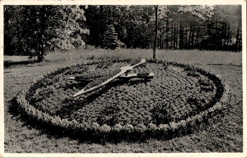 komotau, stadtpark, blumenuhr