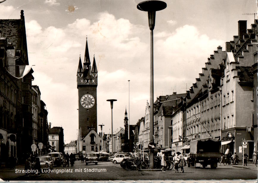 straubing, ludwigsplatz mit stadtturm