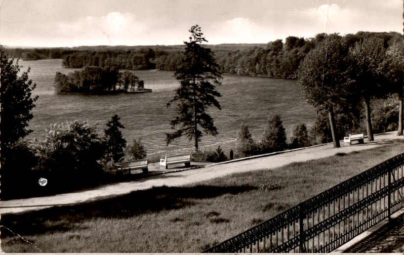 plön in holstein, blick von der schloßterrasse, karte hat ein loch links