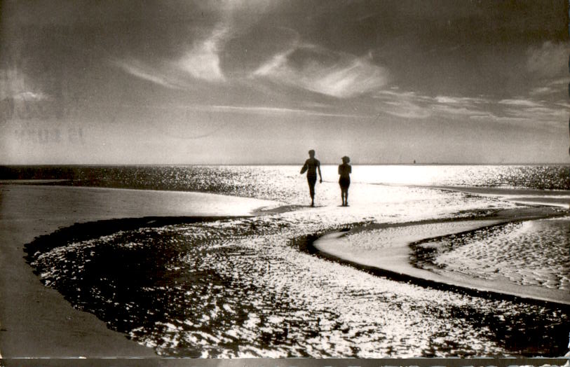 cuxhaven-duhnen, wattwanderer am priel