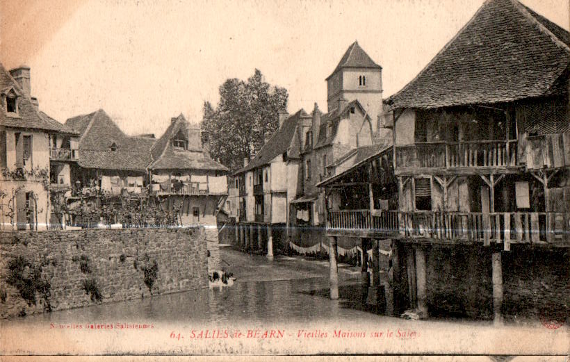 salies-de-bearn, vieilles maisons