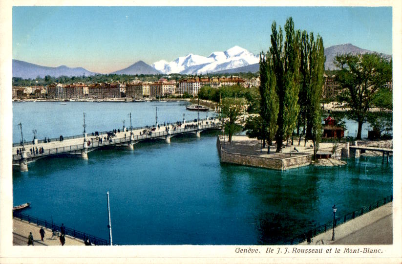 geneve, ile jj rousseau et le mont-blanc