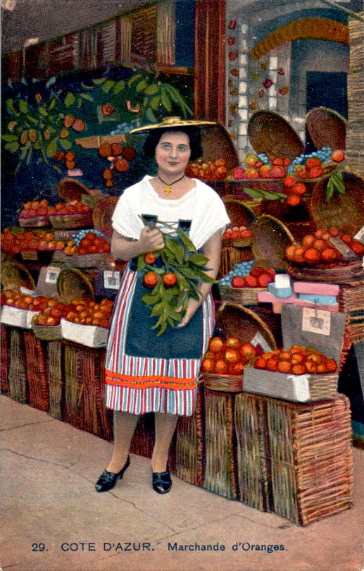 cote d'azur, marchande d'oranges