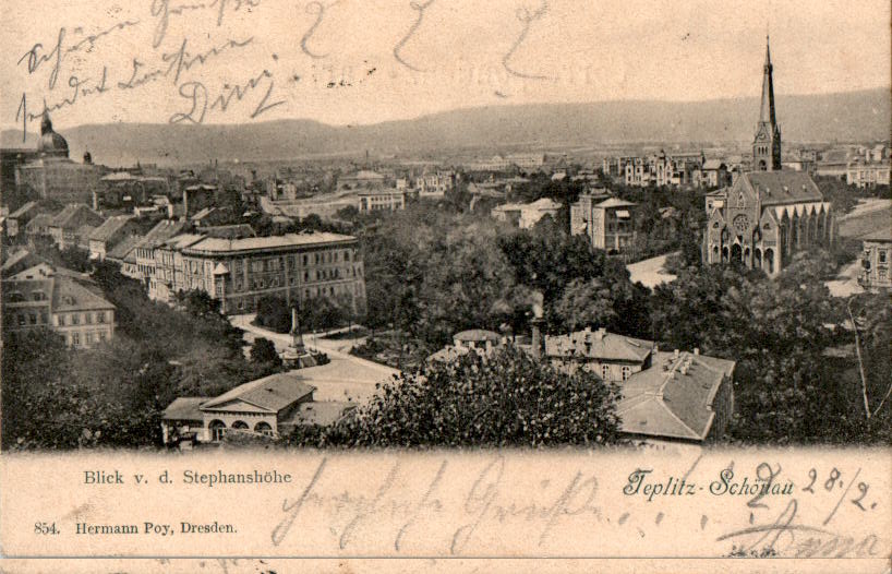 teplitz-schönau, blick von der stephanshöhe