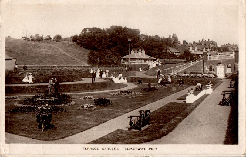 terrace gardens, felixstowe pier, 1909