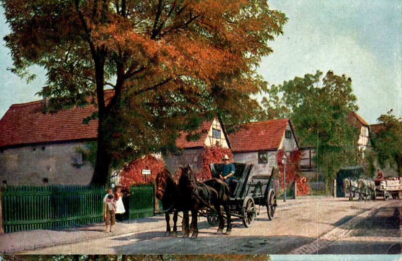 pferdekutsche, künstlerkarte, 1918