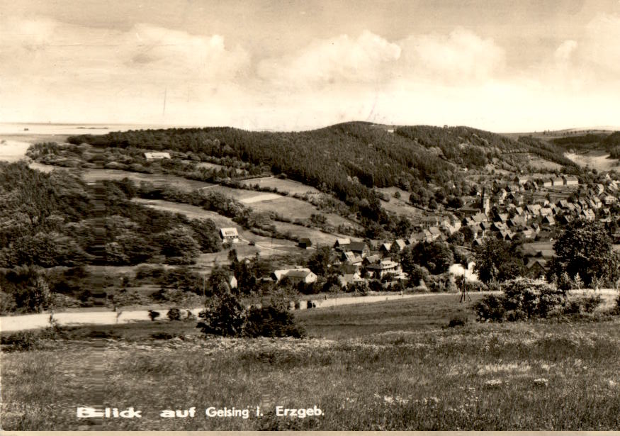 blick auf geising im erzgebirge, scanfehler