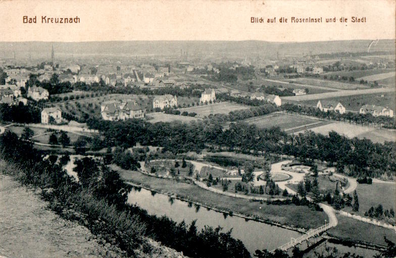 bad kreuznach, blick auf die roseninsel und die stadt