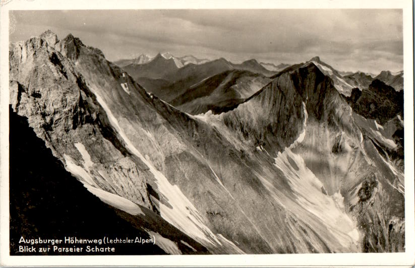 augsburger höhenweg (lechtaler alpen), blick zur parseier scharte