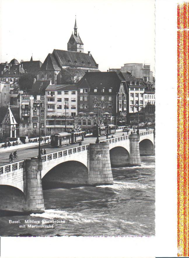 basel, mittlere rheinbrücke m. martinskirche