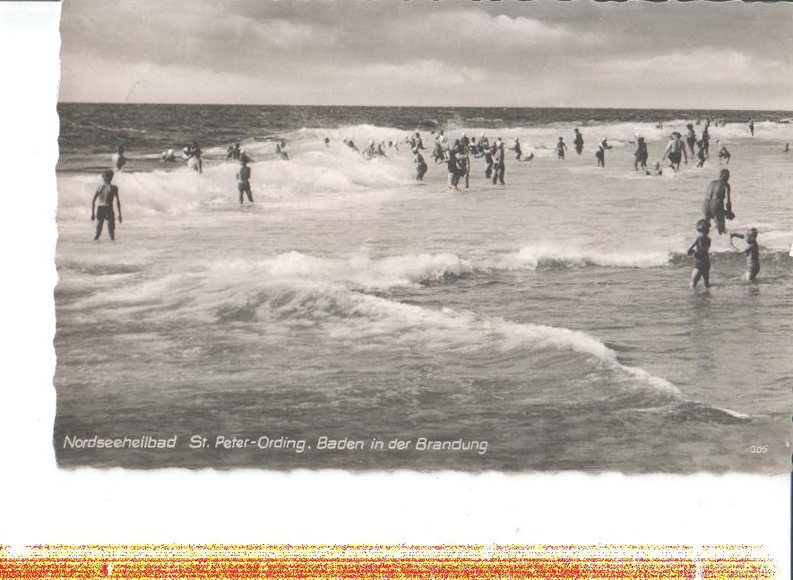 st. peter ording, baden in d. brandung