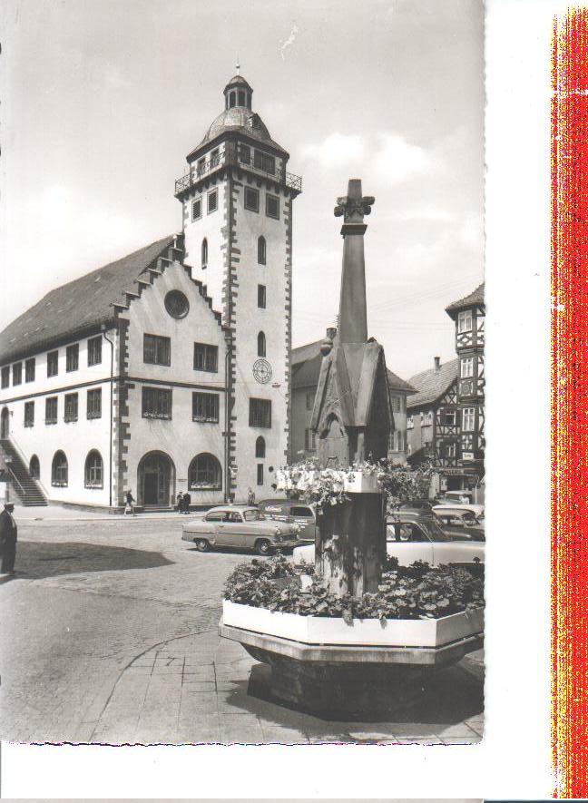 mosbach im neckartal, rathaus m. brunnen, 1962