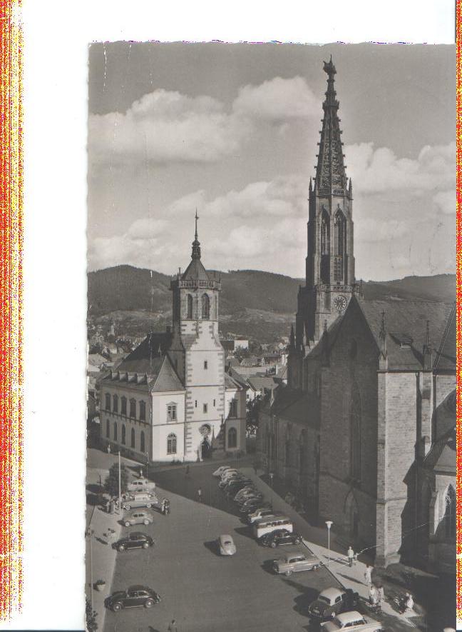 bühl/baden, kirche m. rathaus, 1963