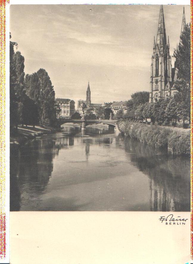 straßburg, evang. garnisonskirche m. münster, v. 1945 (karte oben gelocht)